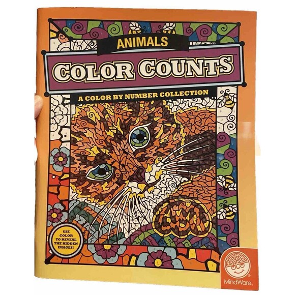 Adult Coloring Animals Color By Number  Hidden Images 2010 Made USA MindWare - Picture 1 of 5